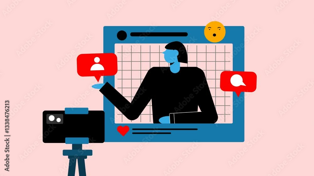 An influencer live streaming on social media An influencer live streaming on social media