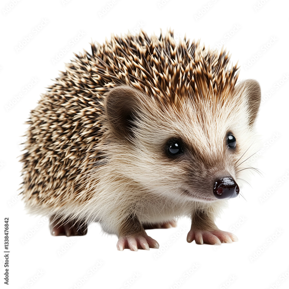 Obraz premium Small Hedgehog with Detailed Fur Texture, Isolated on transparent background 