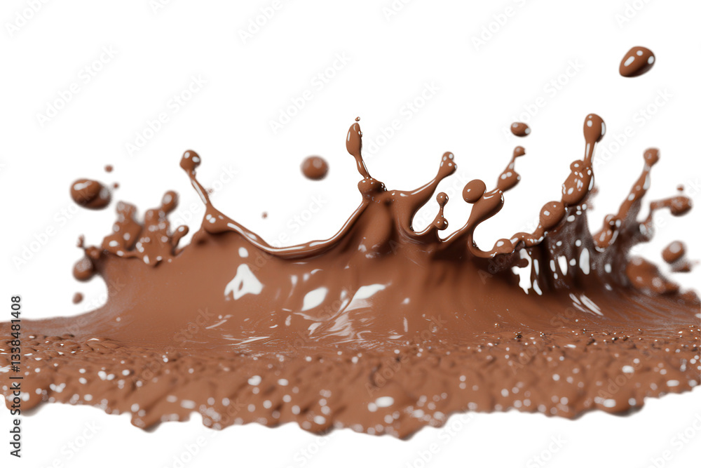Fototapeta premium Chocolate splash creating dynamic motion against black backdrop