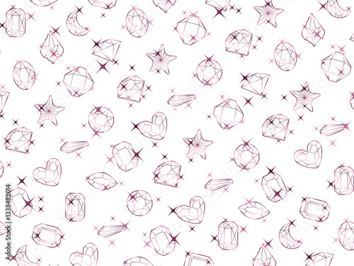 カットガラス柄、3ピンク