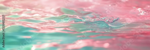 Rippling spring water in soft pastel pink and green hues