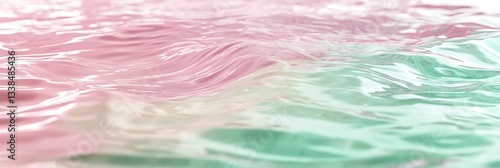 Rippling spring water in soft pastel pink and green hues