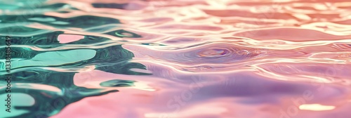 Rippling spring water in soft pastel pink and green hues