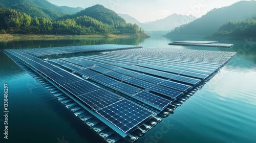 Floating Solar Panels on a Large Reservoir High Fidelity vx