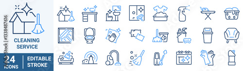Cleaning and hygiene icon set. Cleaning service. Vacuum cleaner. housekeeping washing.