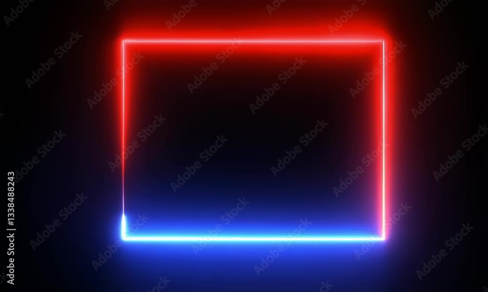 blue and red neon light motion animation with square frame shape, black background, 4k resolution footage, generated ai blue and red neon light motion animation with square frame shape, black background, 4k resolution footage, generated ai