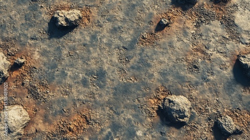 Aerial View of Rocky Terrain Showing Diverse Textures and Colors