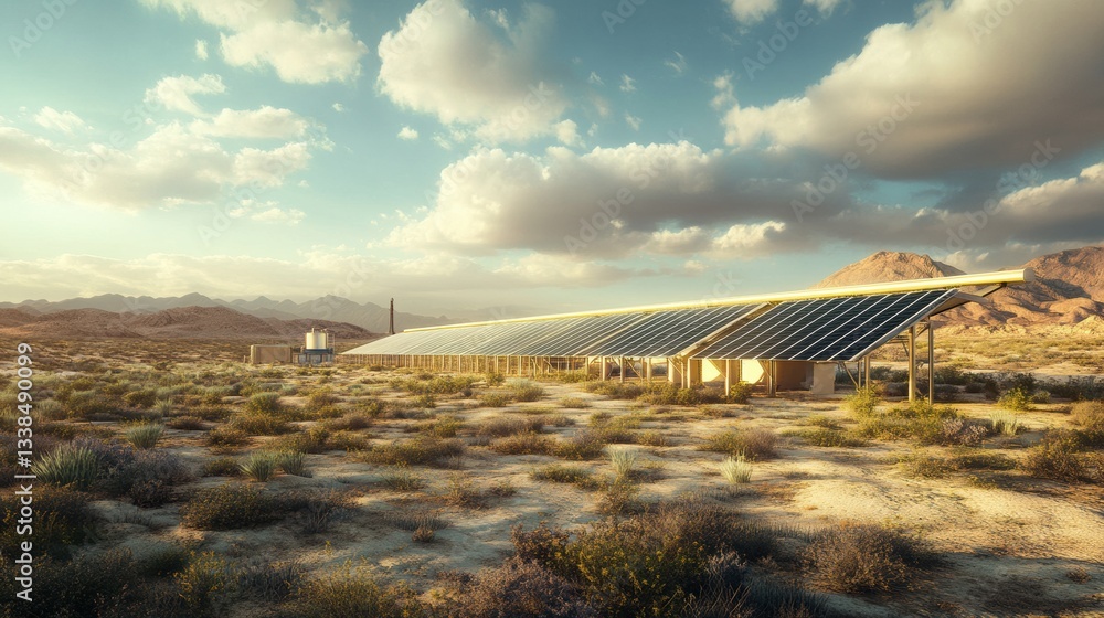 Solar-powered Desalination Station Providing Water. Solar-powered Desalination Station Providing Water.