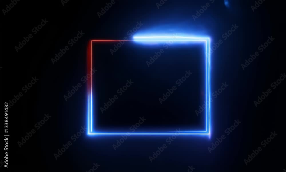 blue and red neon light motion animation with square frame shape, black background, 4k resolution footage, generated ai blue and red neon light motion animation with square frame shape, black background, 4k resolution footage, generated ai