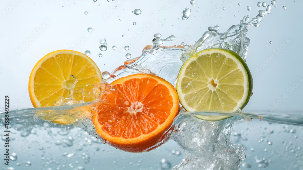 immunity boosters hydration Vibrant citrus slices splash into clear water, creating dynamic ripples and bubbles. immunity boosters hydration Vibrant citrus slices splash into clear water, creating dynamic ripples and bubbles.