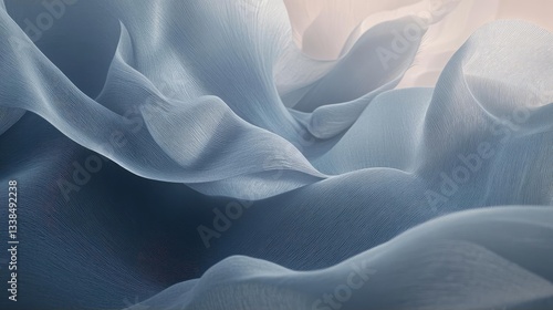 Abstract Blue Fabric Drapes with Soft Lighting