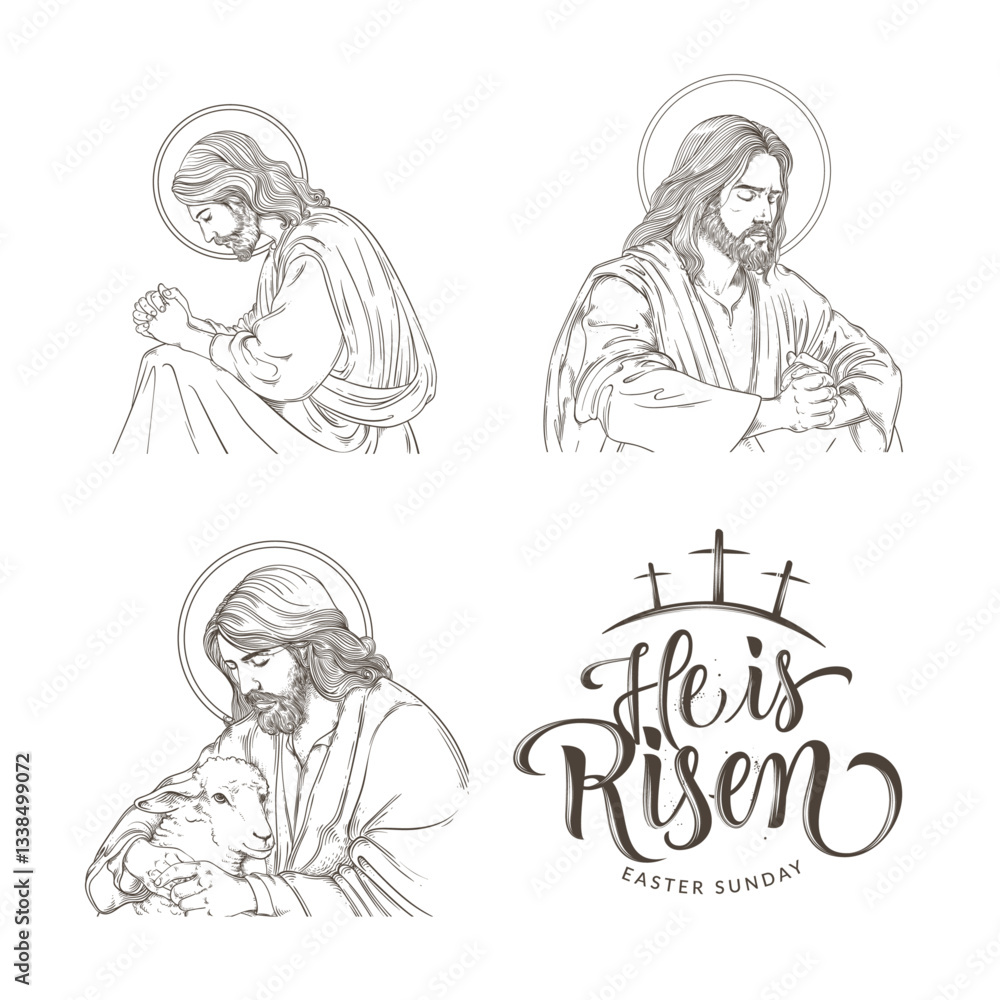 Fototapeta premium He_Is_Risen_Easter_Sunday_Illustration