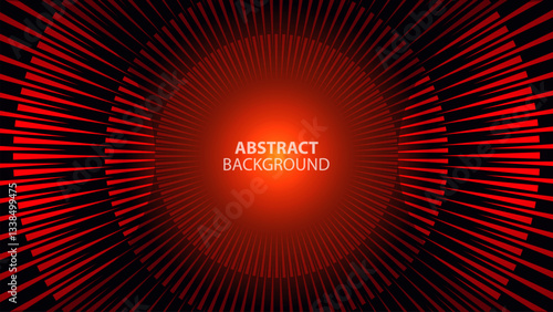 Vibrant Red Abstract Background with Radiating Lines: Modern Round Ring Circle Banner Graphic Template. Vector Design