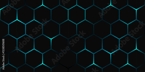 Abstract Digital Honeycomb Texture with Light Effects. Cybernetic Sci-Fi Hexagonal Mesh Background. Vector. Hexagon. 