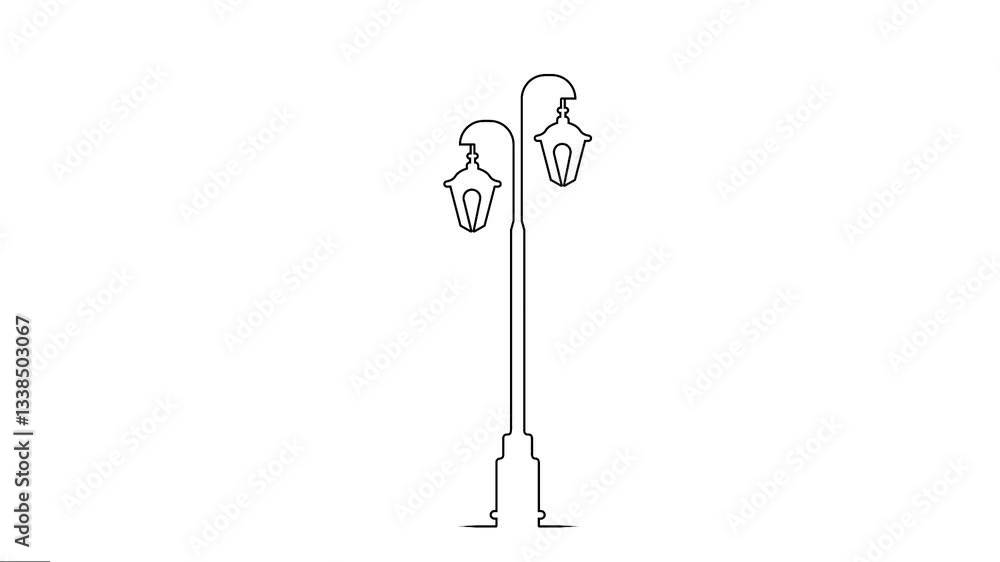 Animated 2 Street lamp line art drawing. Animated 2 Street lamp line art drawing.