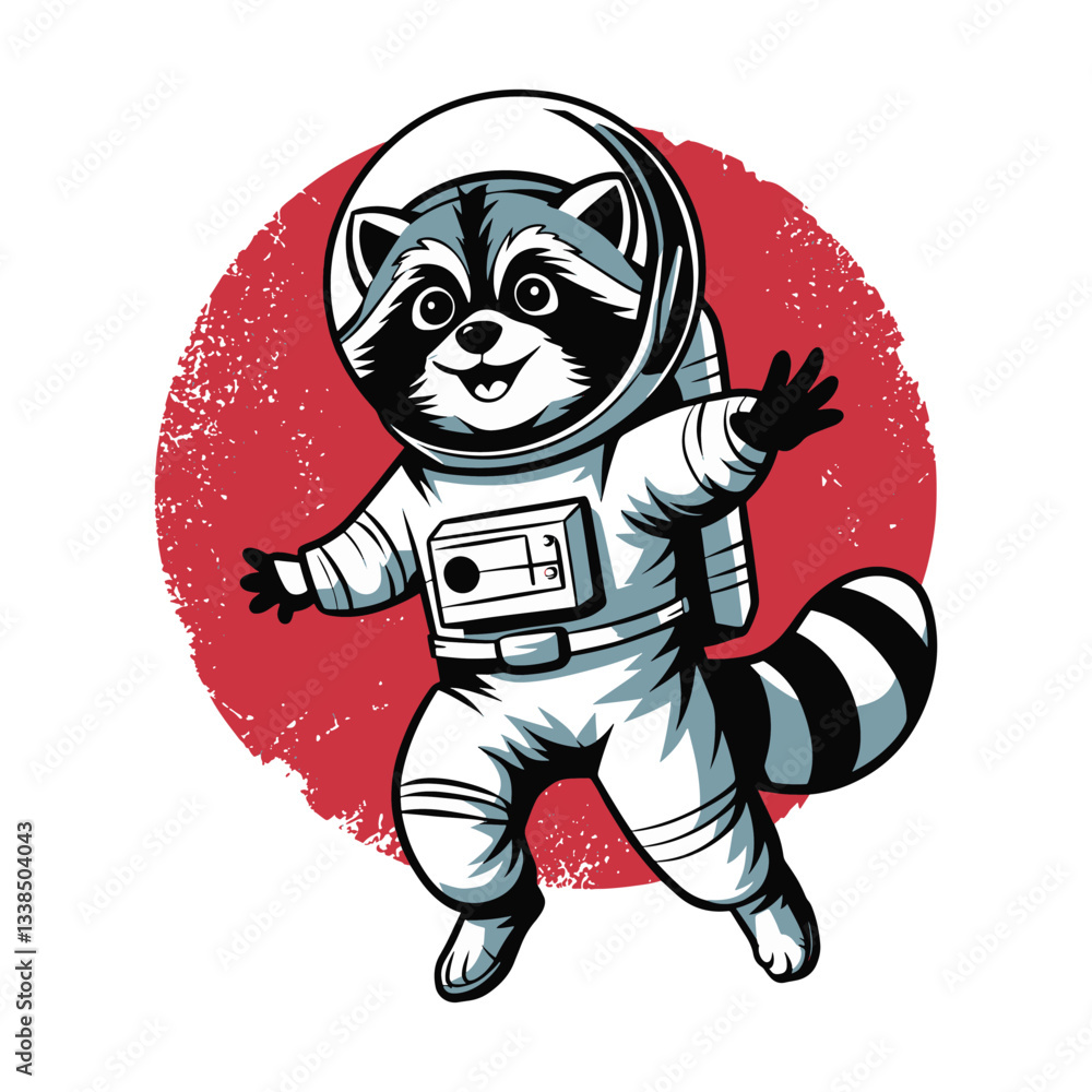 Raccoon astronaut with Helmet Space vector design and t-shirt design Raccoon astronaut with Helmet Space vector design and t-shirt design