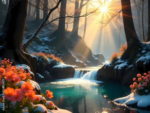  Whispering Waters: A Magical Winter Sunrise in the Forest
