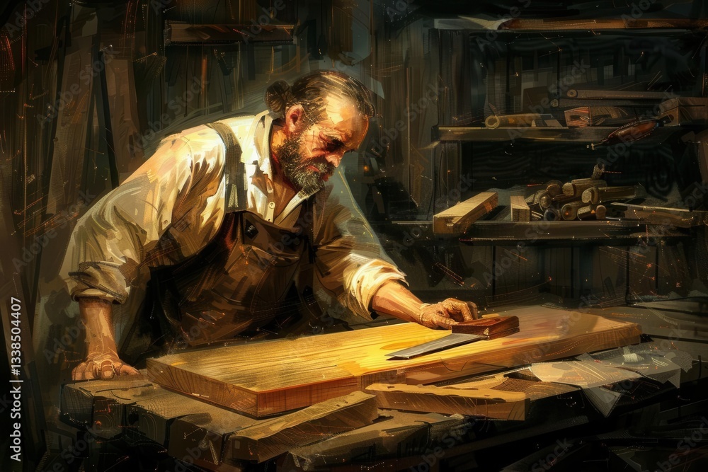 Skilled Carpenter at Work. Woodworking craft concept Skilled Carpenter at Work. Woodworking craft concept