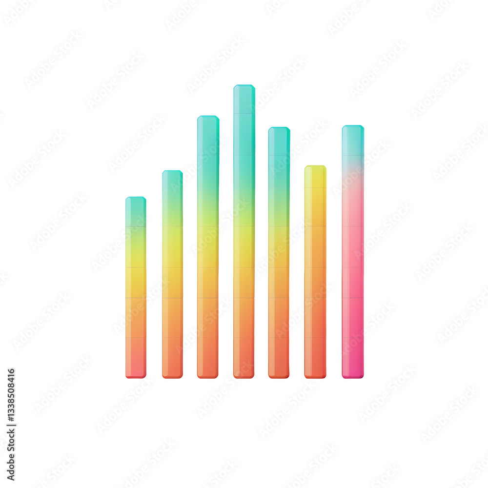 Fototapeta premium Colorful Bar Graph with Gradient Pastel Columns and Minimalist Data Visualization 