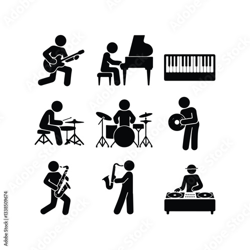 Set music Line icon stock vector illustration. Music and sound icon set. Music sign Simple Set of Music Related Vector Line Icons. Contains such Icons as Guitar, Treble Clef, In-ear music icon