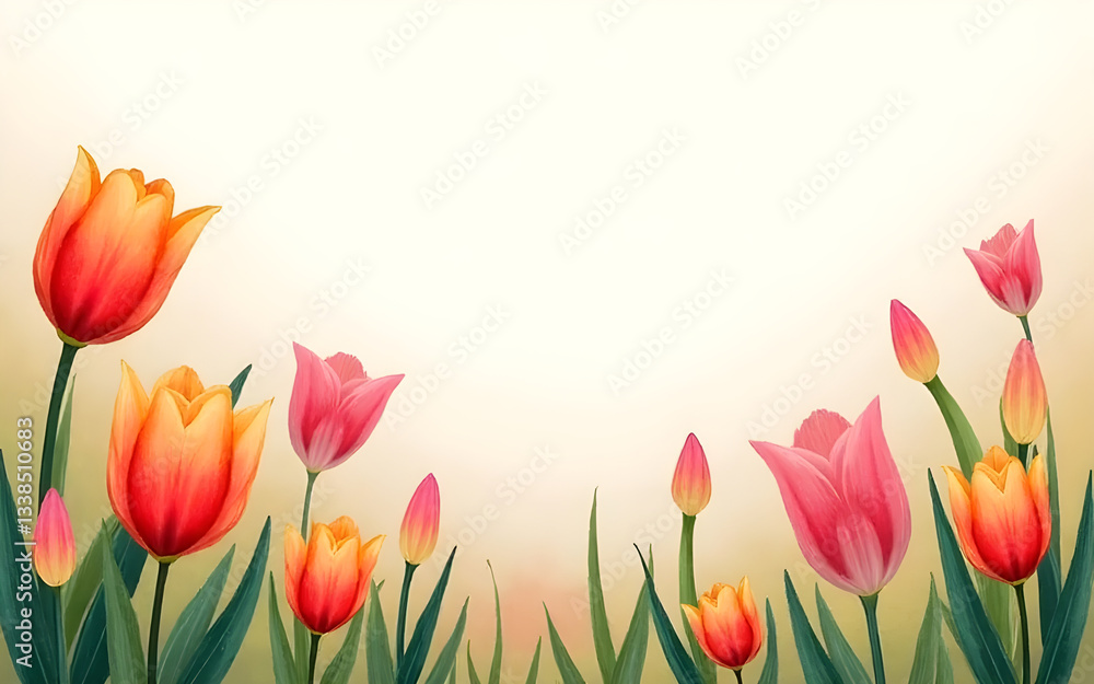 Fototapeta premium Colorful tulips creating a beautiful spring background