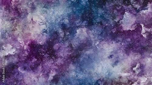 Purple And Blue Watercolor Galaxy Painting With Stars And Nebulae Design Illustrations Background Art For Creative Inspiration And Design Purposes For Dreams And Imaginations With Soft Tones And