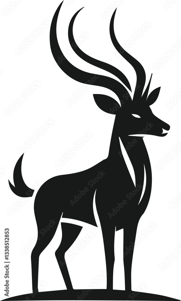 Fototapeta premium Antelope standing proudly with antlers extended silhouette vector