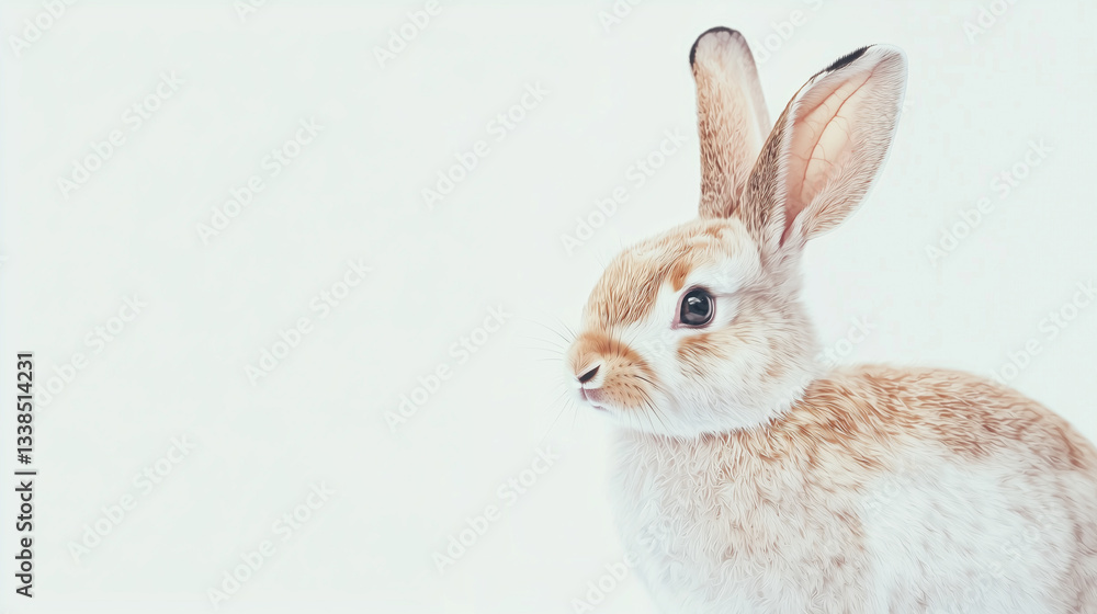 Fototapeta premium Delicate pastel watercolor rabbit illustration on white background