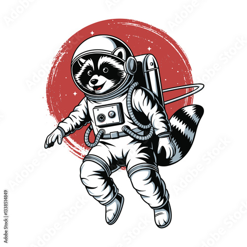фотографія Raccoon astronaut with Helmet Space vector design and t shirt design