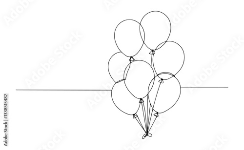 bunch of floating balloons thin line abstract expression