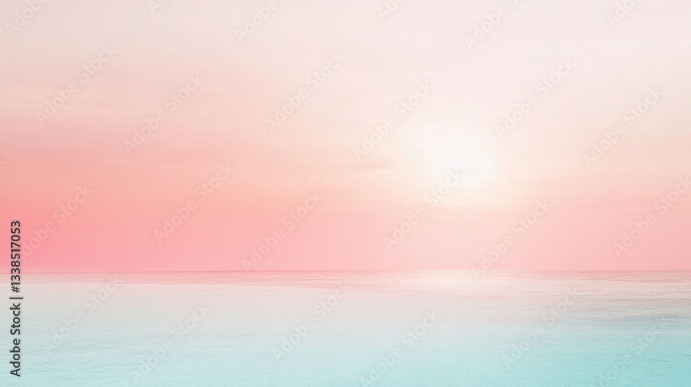 Fototapeta premium Serene Sunset over Tranquil Ocean: A Pastel Dreamscape of Calm and Peace