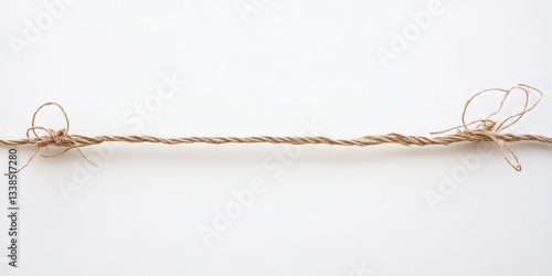 Rustic Cord's End: A length of natural-toned cord with decorative knots at both ends. This minimalist image shows a rustic aesthetic.