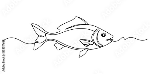 fish biting a hook line illustration perfect for fishing themed designs