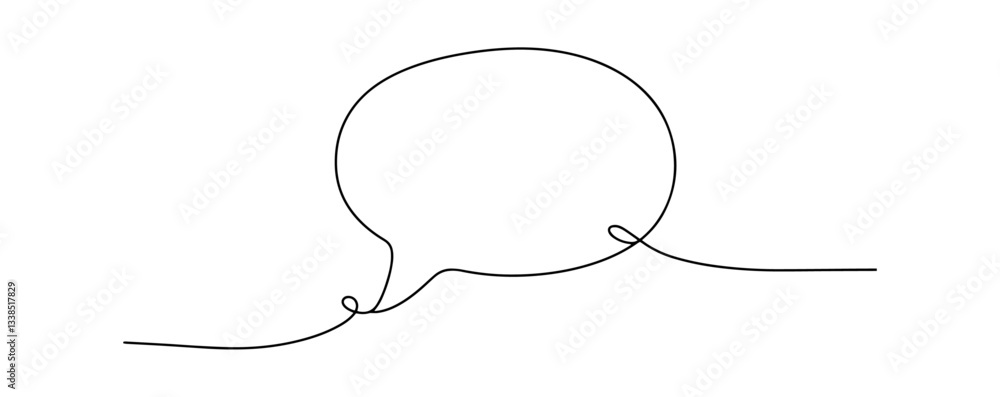 Fototapeta premium simple empty speech bubble icon in one line minimalist drawing