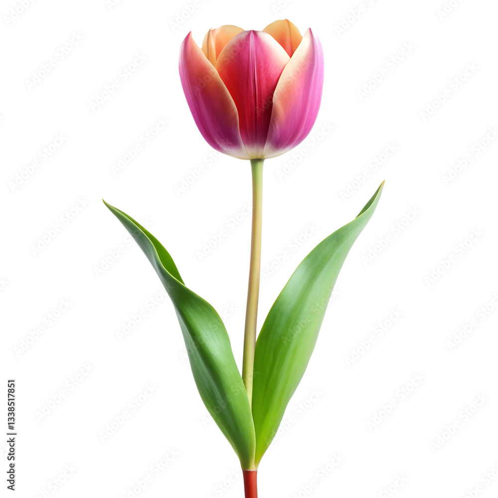 Fototapeta premium pink tulips isolated on white transparent background file.