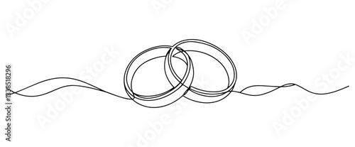 wedding rings overlapping drawn in symbolic minimalist one line art