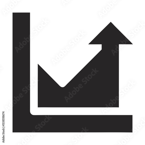 graph icon showing growth and recovery after a downturn – flat silhouette icon for apps and websites
