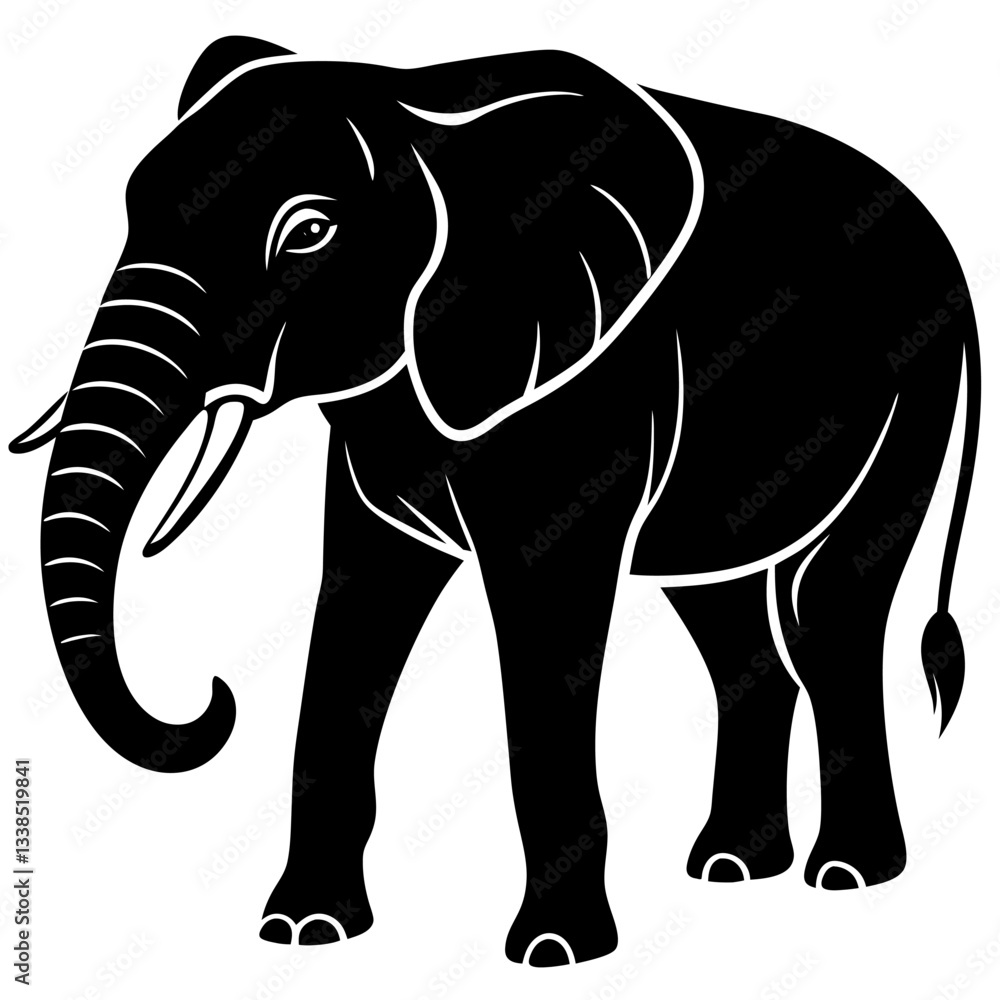 Obraz premium Elephant vector shilhouette Single Icon