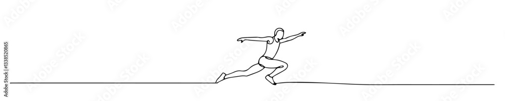Fototapeta premium runner in action sprinting forward in clean continuous line illustration