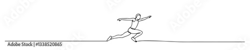 runner in action sprinting forward in clean continuous line illustration