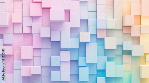 Abstract Pastel Cube Background Texture with Geometric Shapes and Colors Using Gradient Effects for Minimalist Design in a Smooth Surface Pattern and Visual Effects for Wallpaper and Wall Art. It has