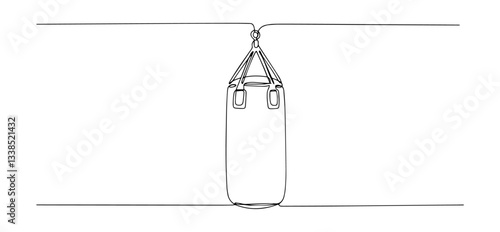 hanging punching bag front view in clean and simple continuous line drawing style