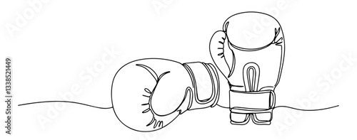 pair of boxing gloves hanging together drawn in minimalist line art