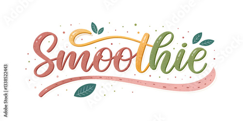 
SMOOTHIE font lettering with smoothie texture, 3d, isolated on transparent background