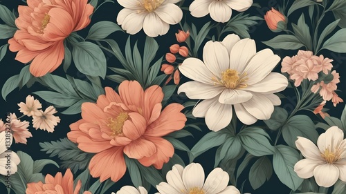 Wallpaper Mural seamless background with flowers Torontodigital.ca