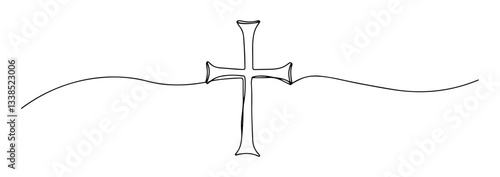 celtic cross symbol drawn in minimalistic line art style