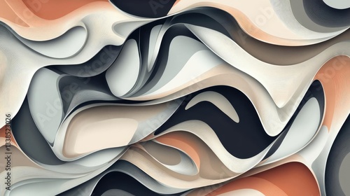 Abstract Textured Background with Fluid Lines and Soft Earthy Tones in Modern Design
