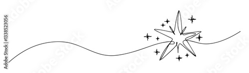 bethlehem star shining in the sky in one line vector style