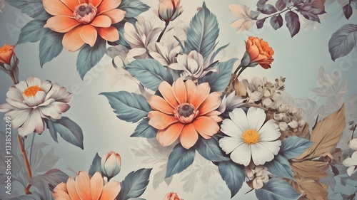 Wallpaper Mural seamless floral pattern Torontodigital.ca