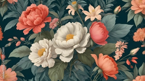 Wallpaper Mural seamless background with flowers Torontodigital.ca